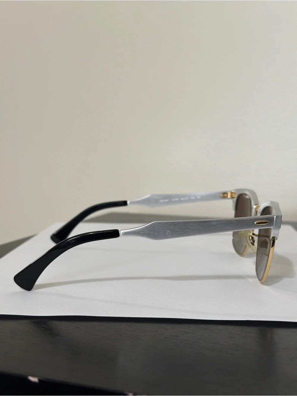 Ray-Ban Two-Tone Silver & Gold Frame Sunglasses with Green Gradient Lenses